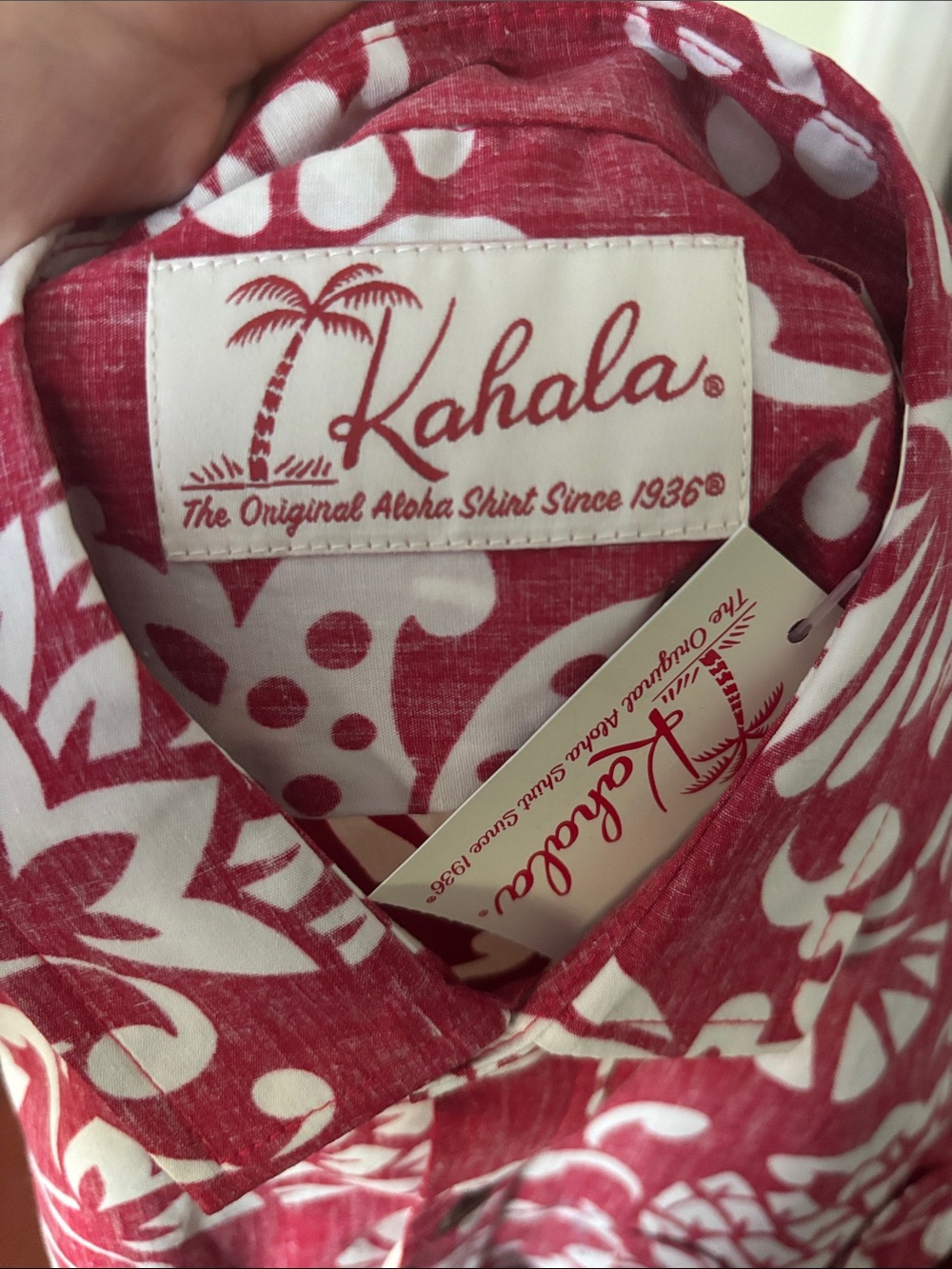 Duke's Pareo Surfer Red Hawaiian Button-Up Shirt - Red & White